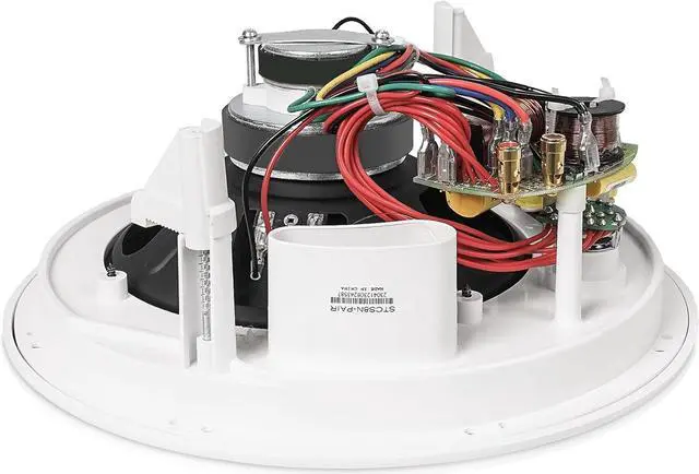 Alt view image 3 of 4 - Sound Town Pair of 8" Two-Way Coaxial in-Ceiling Speaker, Flush Mount, 70V/100V/8-Ohm Operation, Magnetic Grill, White (STCS8N-PAIR)