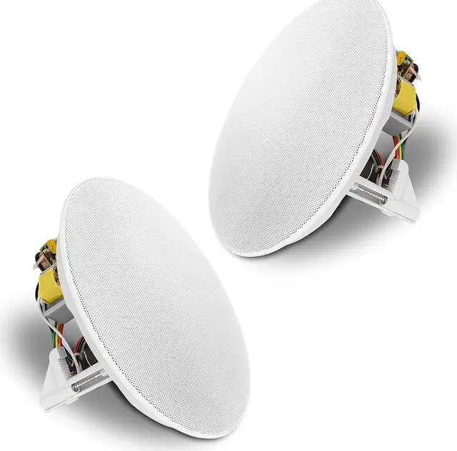 Main image of Sound Town Pair of 8" Two-Way Coaxial in-Ceiling Speaker, Flush Mount, 70V/100V/8-Ohm Operation, Magnetic Grill, White (STCS8N-PAIR)
