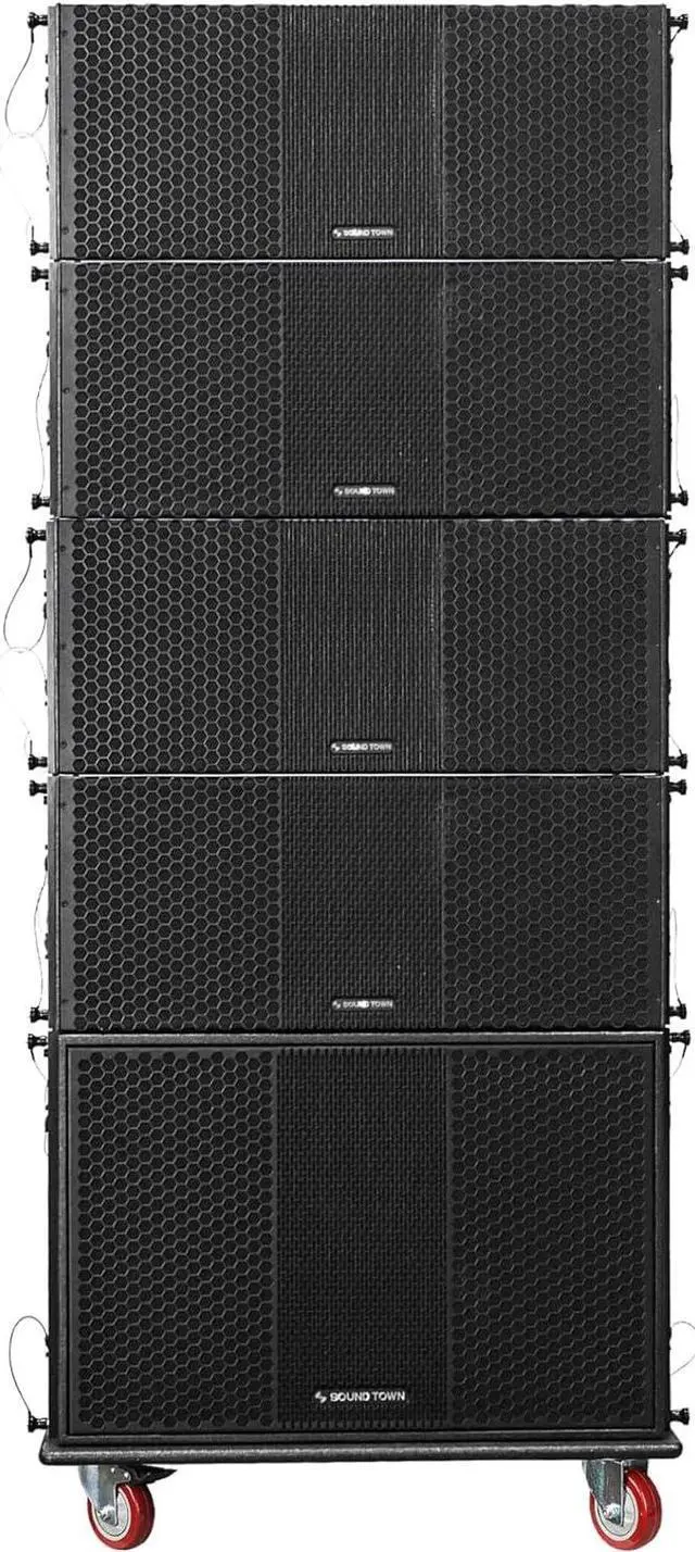 Alt view image 2 of 7 - Sound Town ZETHUS Series Powered Line Array Speaker System with One 18-inch Line Array Subwoofer, Four Dual 10-inch Line Array Speakers, One Caster Board, Black (ZS-118SP210BP4C)