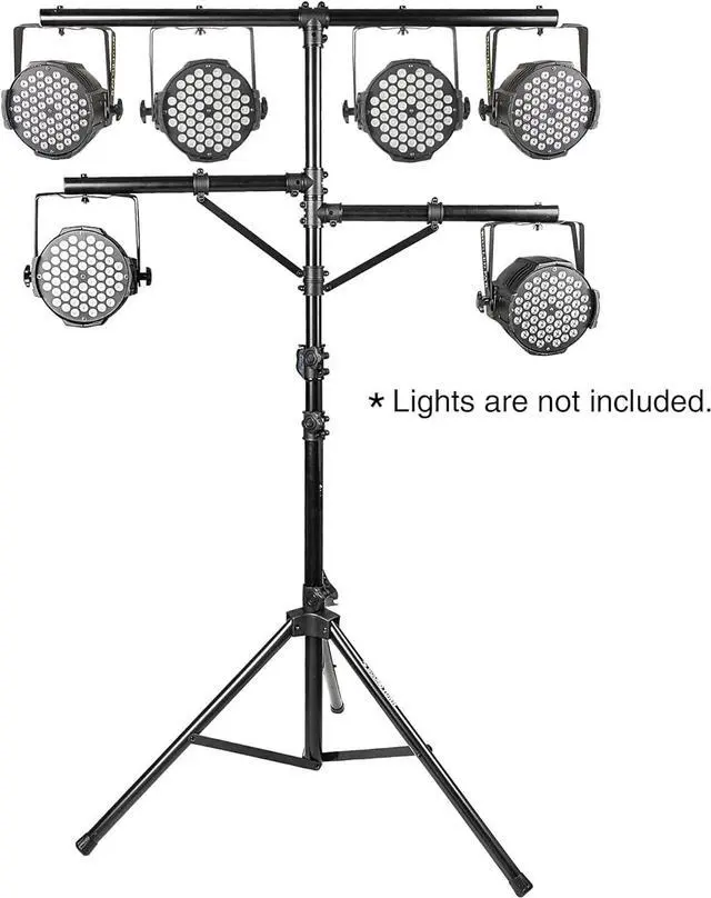 Alt view image 2 of 5 - Sound Town DJ Lighting Stand, Height Adjustable, 9 ft Tall, with Side Bars and Tripod Base (STLS-M09)