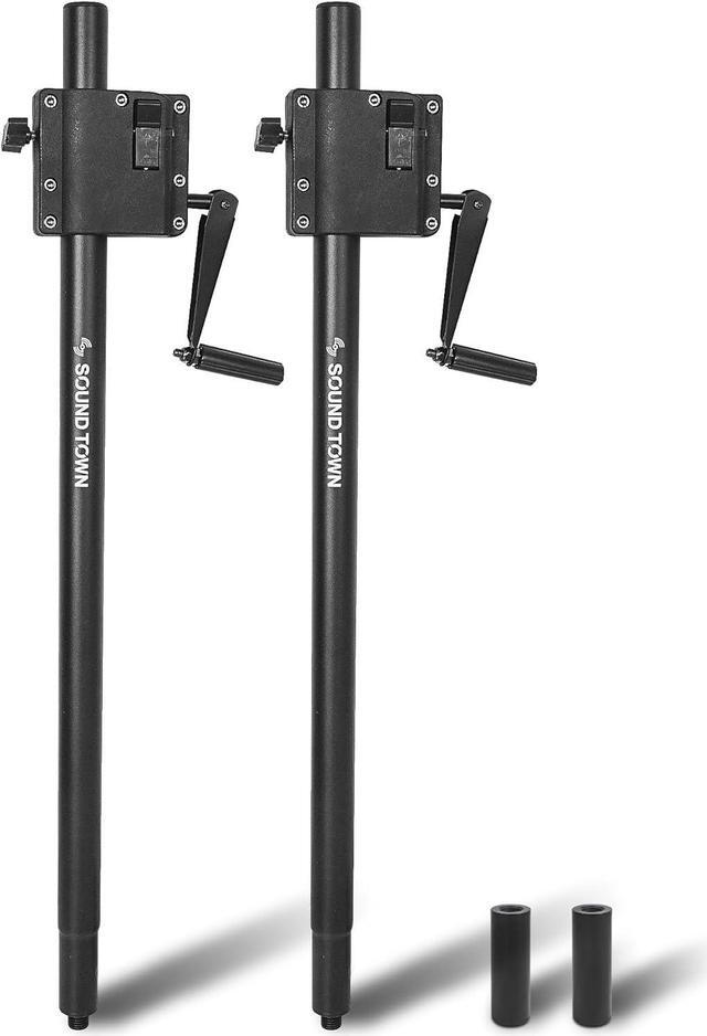 Alt view image 2 of 5 - Sound Town 2 Pack Speaker Subwoofer Pole with Crank up Height Adjustment, Adapter for 35mm & M20 Threaded Mount, Carry Bag, Black (STSDA-56CU-PAIR)