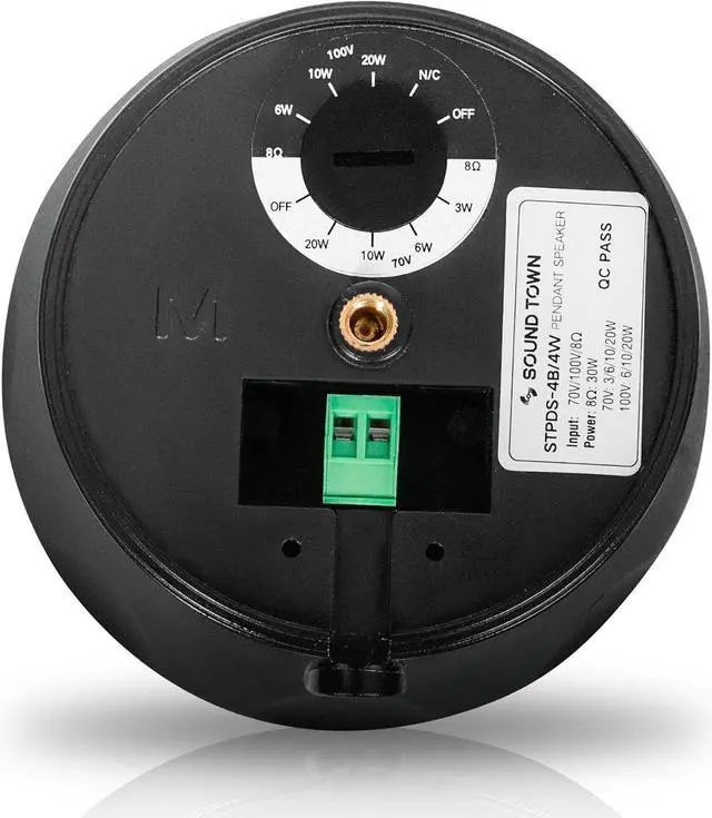 Alt view image 5 of 7 - Sound Town Commercial Restaurant Bluetooth Amplifier + Pendant Speaker Set, with One 6-Zone 70V/100V Amplifier with Bluetooth, 6 x All-Weather 4-Inch Pendant Speakers, Black (PAC180X6PD4B)
