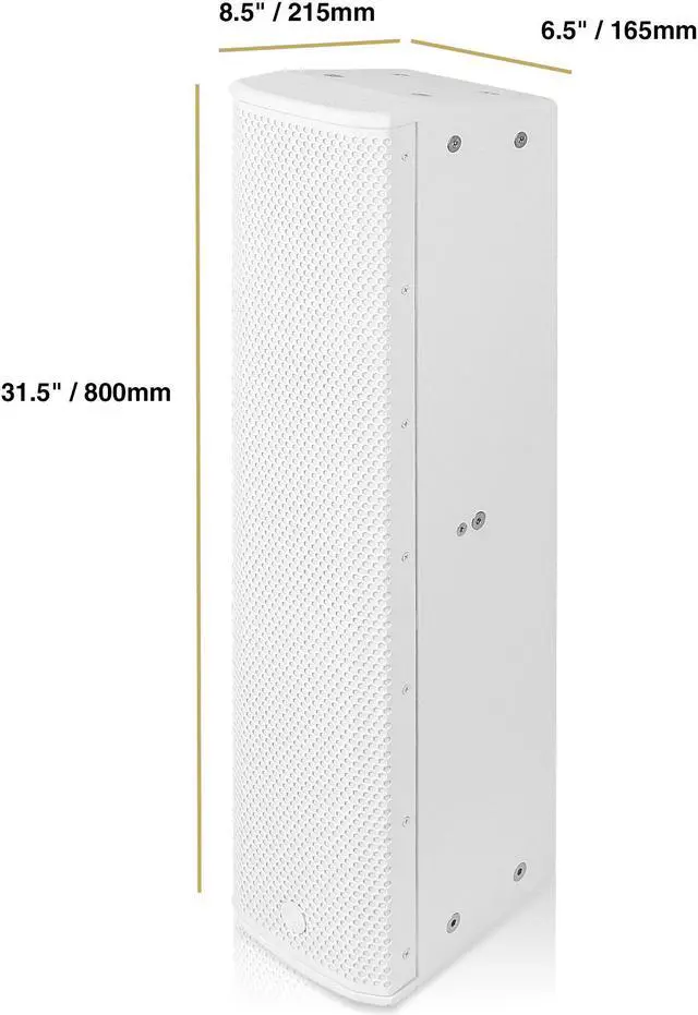 Alt view image 2 of 7 - Sound Town High-Power 900W Passive Column Line Array Speaker with 4x5-Inch Woofers, Dual Compression Drivers, Birch Plywood, Wall Mount for Installations, Conference, White (CARPO-P6W)