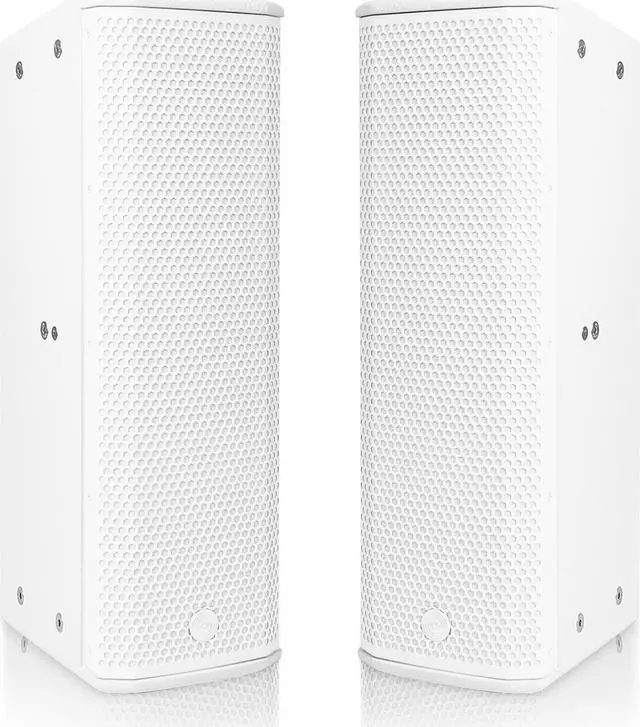 Main image of Sound Town Pair of High-Power 500W Passive Column Line Array Speakers with 2x5 Woofers, Dual Compression Drivers, Birch Plywood, Wall Mount, Installation, Live Event, Conference, White (CARPO-P3W)