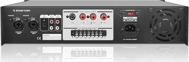 Alt view image 3 of 7 - Sound Town Commercial Restaurant Bluetooth Amplifier + Pendant Speaker Set, with One 6-Zone 70V/100V Amplifier with Bluetooth, 12 x All-Weather 4-Inch Pendant Speakers, White (STCA360X12PD4W)