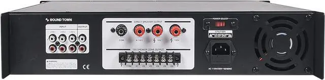 Alt view image 3 of 7 - Sound Town Commercial Restaurant Bluetooth Amplifier + Surface-Mount Speaker Set, with One 6-Zone 70V/100V Amplifier with Bluetooth, 6 x 4.5-Inch Surface-Mount Speakers, Black (PAC180X6TV4B)