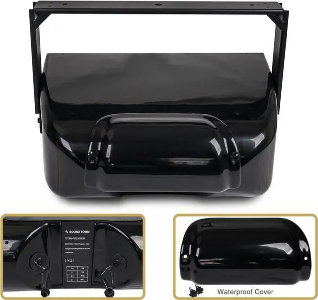 Alt view image 4 of 4 - Sound Town IP55 Certified Dual 10-Inch Weather-Resistant Subwoofer w/U Bracket for Installation, Fiber Glass Enclosure, Black (TITAN-FG210SUB)