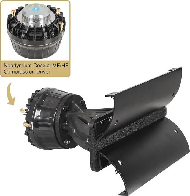 Alt view image 7 of 7 - Sound Town Dual 12-Inch Three-Way 3200 Watts Full-Range Variable Curvature Line Array Loudspeaker, with Coaxial Neodymium MF/HF, Neodymium LF, Plywood, Black (ZETHUS-212LMH)