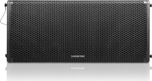 Alt view image 2 of 7 - Sound Town Dual 12-Inch Three-Way 3200 Watts Full-Range Variable Curvature Line Array Loudspeaker, with Coaxial Neodymium MF/HF, Neodymium LF, Plywood, Black (ZETHUS-212LMH)