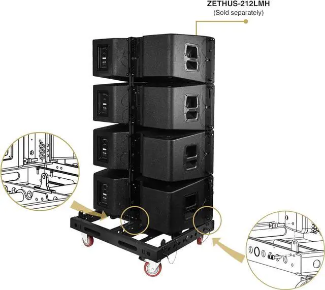 Alt view image 5 of 6 - Sound Town ZETHUS Series Flying/Caster/Stacking Frame for ZETHUS-212LMH Line Array Speakers, Multi-Functional Design (ZETHUS-212FF)