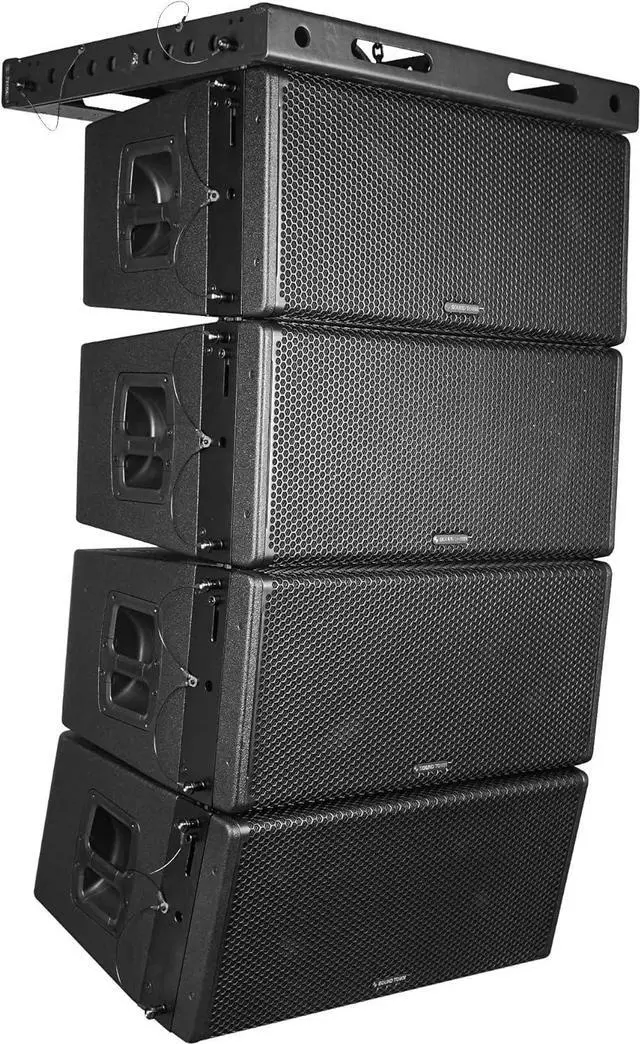 Alt view image 2 of 7 - Sound Town ZETHUS Series 3200W Line Array Speaker System with Four Dual 12-inch Full-Range Variable Curvature Line Array Speakers, Coaxial Neodymium MF/HF, Neodymium LF, Black (ZS-212X4)