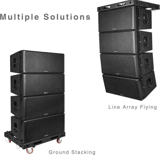 Alt view image 3 of 7 - Sound Town ZETHUS Series 3200W Line Array Speaker System with Four Dual 12-inch Full-Range Variable Curvature Line Array Speakers, Coaxial Neodymium MF/HF, Neodymium LF, Black (ZS-212X4)