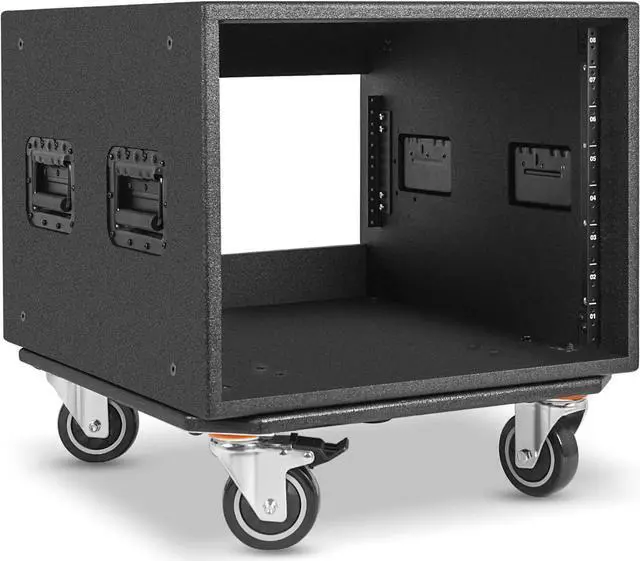 Alt view image 2 of 7 - Sound Town 8U PA/DJ Rack/Road Case with 8-Space, Industry-Grade Plywood with Polyurea Coating, Rain Cover, Casters, 21.7" Rackable Depth - Pro Tour Grade (STRCP-8UW)