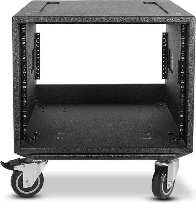 Alt view image 3 of 7 - Sound Town 8U PA/DJ Rack/Road Case with 8-Space, Industry-Grade Plywood with Polyurea Coating, Rain Cover, Casters, 21.7" Rackable Depth - Pro Tour Grade (STRCP-8UW)