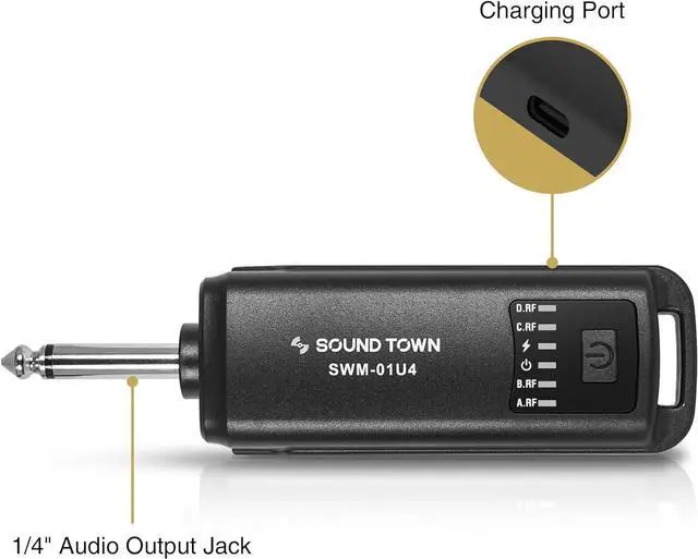 Alt view image 3 of 5 - Sound Town 2.4G Hz Rechargeable Wireless Microphone System with 4 x Handheld Mic, 1/4" Mini Portable Receiver, Built-in EQ, Effects for Karaoke, Events, Church, Meetings (SWM-01U4)