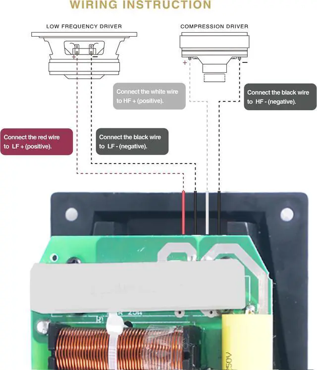 Alt view image 3 of 3 - Sound Town 2-Way Treble/Bass 300W Replacement Frequency Divider, Crossover Filter for Full-Range PA Speakers (XO-300)