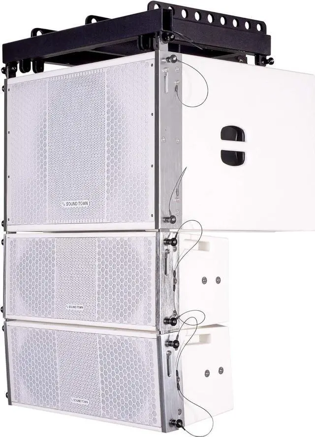 Alt view image 8 of 14 - Sound Town ZETHUS Series Line Array Speaker System with One 15-inch Powered Line Array Subwoofer, Two Compact 2 X 8-inch Line Array Speakers, White