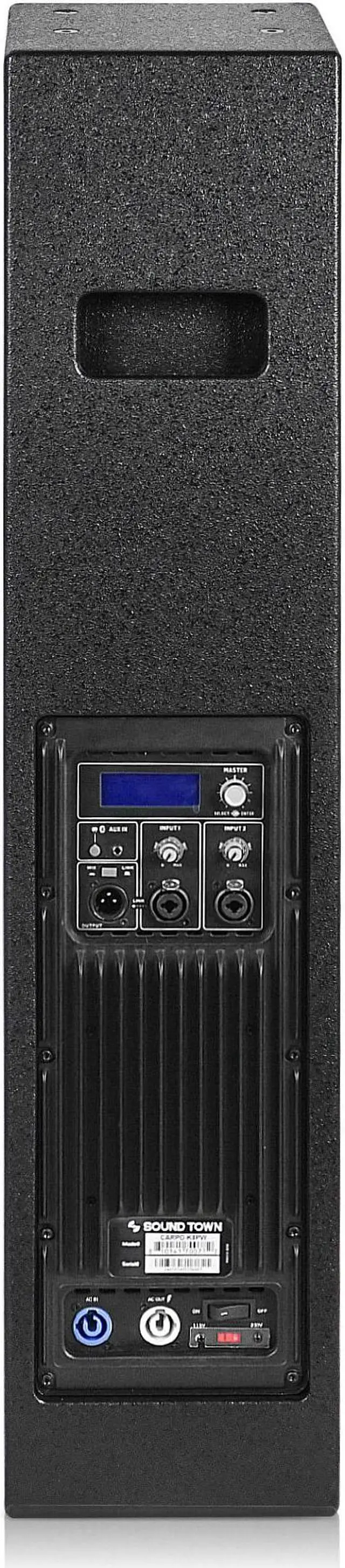 Alt view image 5 of 7 - Sound Town High-Power Powered Column Line Array Speaker with 4x6.5 Woofers, Dual Compression Drivers, Class-D with DSP, TWS, Birch Plywood, Wall Mount for Installations, Conference, Black (CARPO-K8PW)