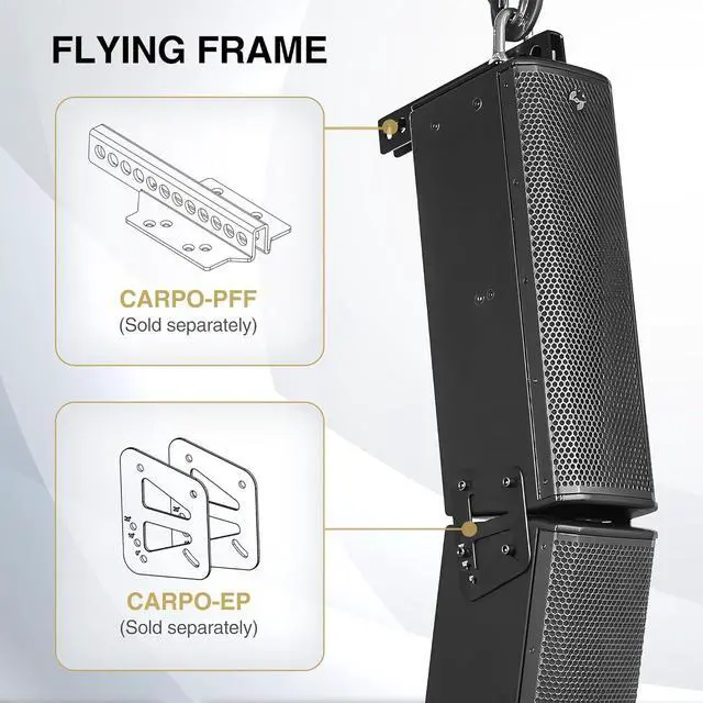 Alt view image 5 of 7 - Sound Town Powered Column Line Array Speaker with 2x5-Inch Woofers, Dual Compression Drivers, Class-D amp. TWS, Birch Plywood, Wall Mount Installation, Black (CARPO-K3PW)