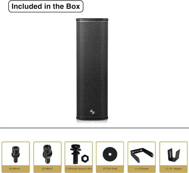 Alt view image 7 of 7 - Sound Town Powered Column Line Array Speaker with 2x5-Inch Woofers, Dual Compression Drivers, Class-D amp. TWS, Birch Plywood, Wall Mount Installation, Black (CARPO-K3PW)
