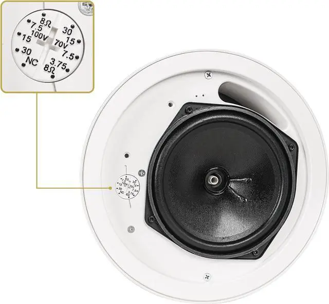 Alt view image 3 of 7 - Sound Town 6.5" Weather-Resistant Pendant Speaker, 70V/100V/8-Ohm, Indoor/Outdoor Commercial Speaker for Home and Commerical Installation, White (STPDS-65W)