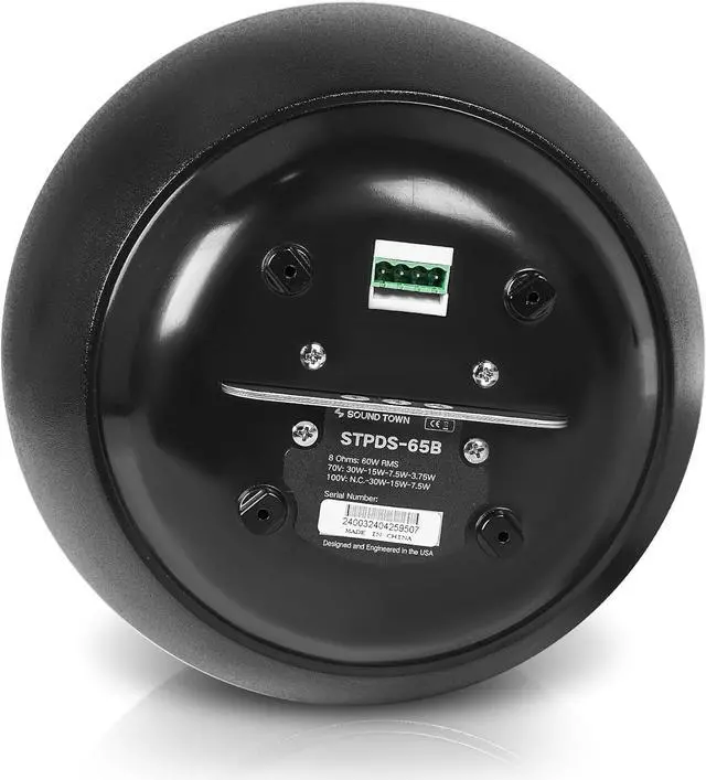 Alt view image 2 of 7 - Sound Town 6.5" Weather-Resistant Pendant Speaker, 70V/100V/8-Ohm, Indoor/Outdoor Commercial Speaker for Home and Commercial Installation, Black (STPDS-65B)