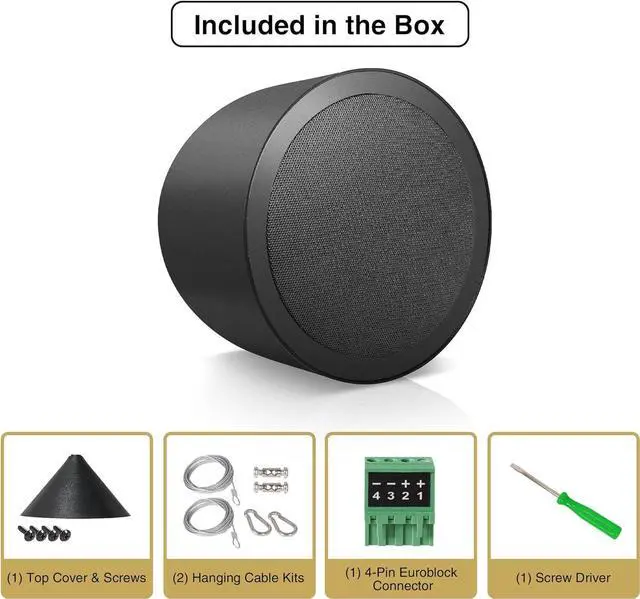 Alt view image 6 of 7 - Sound Town 6.5" Weather-Resistant Pendant Speaker, 70V/100V/8-Ohm, Indoor/Outdoor Commercial Speaker for Home and Commercial Installation, Black (STPDS-65B)