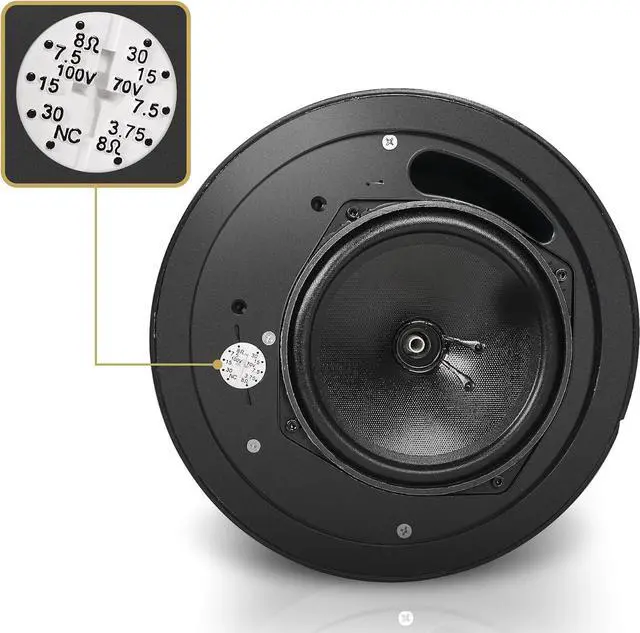 Alt view image 3 of 7 - Sound Town 6.5" Weather-Resistant Pendant Speaker, 70V/100V/8-Ohm, Indoor/Outdoor Commercial Speaker for Home and Commercial Installation, Black (STPDS-65B)