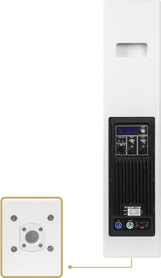 Alt view image 5 of 7 - Sound Town High-Power Powered Column Line Array Speaker with 4x6.5-Inch Woofers, Dual Compression Drivers, Class-D w/DSP, TWS, Birch Plywood, Wall Mount for Conference, White (CARPO-K8WPW)
