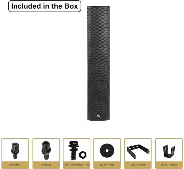 Alt view image 6 of 7 - Sound Town High-Power Powered Column Line Array Speaker with 6x5-Inch Woofers, Dual Compression Drivers, Class-D w/DSP, TWS, Birch Plywood, Wall Mount for Conference, Black (CARPO-K12PW)