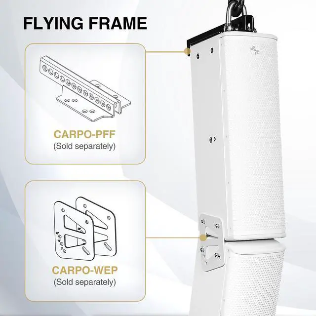 Alt view image 6 of 7 - Sound Town High-Power Powered Column Line Array Speaker with 4x6.5-Inch Woofers, Dual Compression Drivers, Class-D w/DSP, TWS, Birch Plywood, Wall Mount for Conference, White (CARPO-K8WPW)