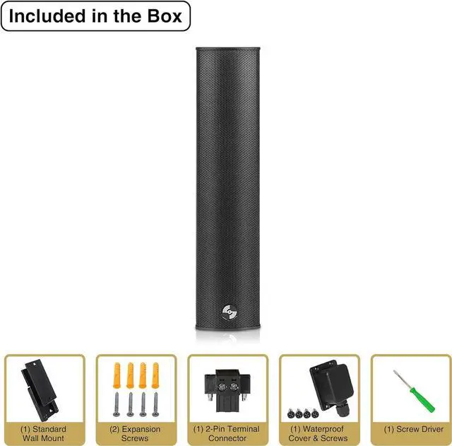 Alt view image 6 of 6 - Sound Town Weather-Resistant Compact Aluminum Line Array Column Speaker with Wall Mount Bracket, 4 x 3 Woofers, 2 x 1.2 Dome Tweeters, Black, for Church, Indoor & Outdoor Installation (CARPO-M42B)
