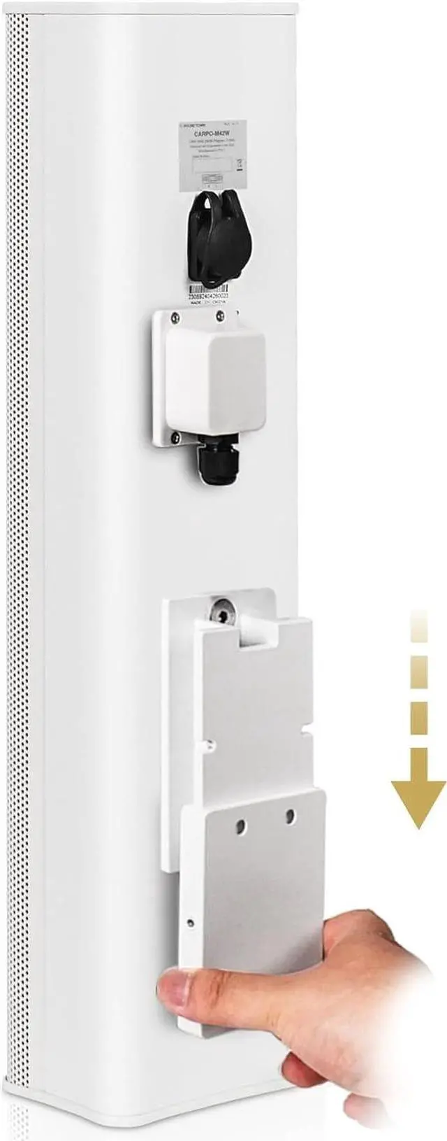 Alt view image 4 of 7 - Sound Town Weather-Resistant Compact Aluminum Line Array Column Speaker with Wall Mount Bracket, 4 x 3 Woofers, 2 x 1.2 Dome Tweeters, White, for Church, Indoor & Outdoor Installation (CARPO-M42W)
