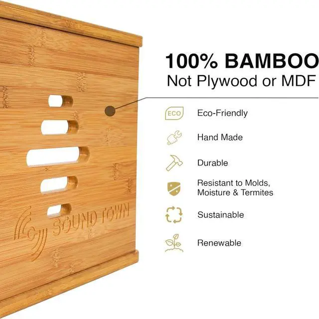 Alt view image 6 of 6 - Sound Town DIY Solid Carbonized Bamboo Slanted 10U Studio Rack (2U Top + 8U Lower), with 2U Bottom Storage, Slide-Out Tray, Caster, For Recording Room, Home Studio (STBR-ST10T)