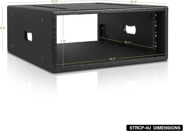 Alt view image 4 of 4 - Sound Town 4U PA/DJ Rack/Road Case with 4-Space, Industry-Grade Plywood with Polyurea Coating, 19.7" Rackable Depth - Pro Tour Grade (STRCP-4U)