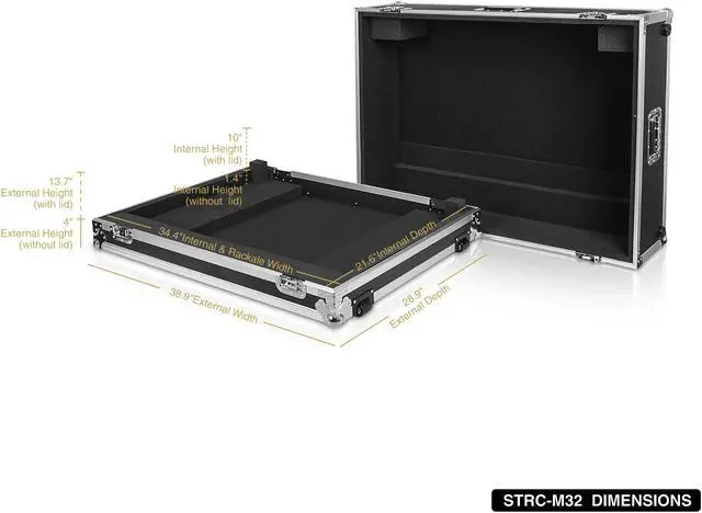Alt view image 5 of 5 - Sound Town ATA Plywood Mixer Case with Interior Foam Protection and Built-in Wheels for Midas M32 Digital Mixer (STRC-M32)