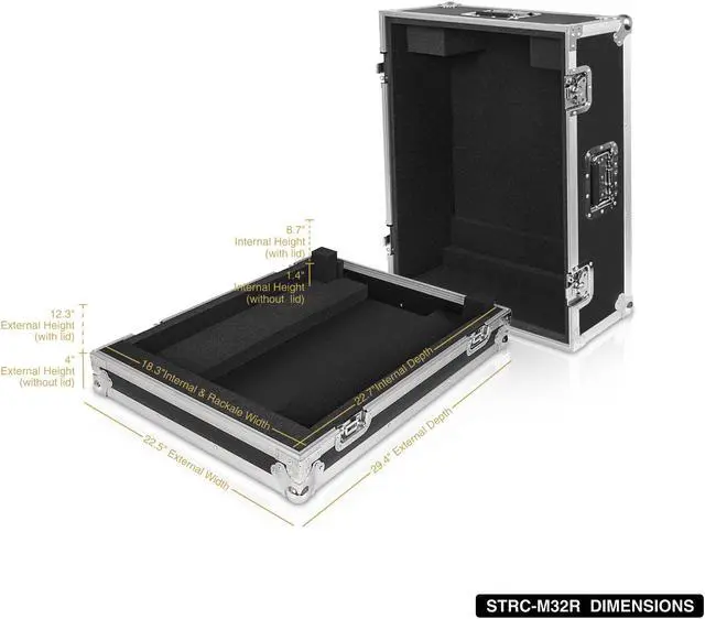 Alt view image 5 of 5 - Sound Town ATA Plywood Mixer Case with Interior Foam Protection and Built-in Wheels for Midas M32R Digital Mixer (STRC-M32R)
