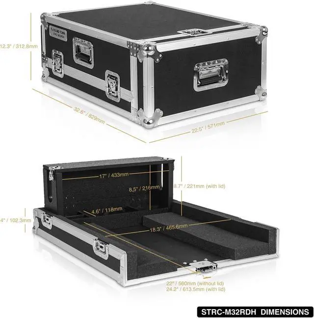 Alt view image 7 of 7 - Sound Town ATA Plywood Mixer Case with Interior Foam Protection, Dog House and Caster wheels for Midas M32R Mixer Console (STRC-M32RDH)