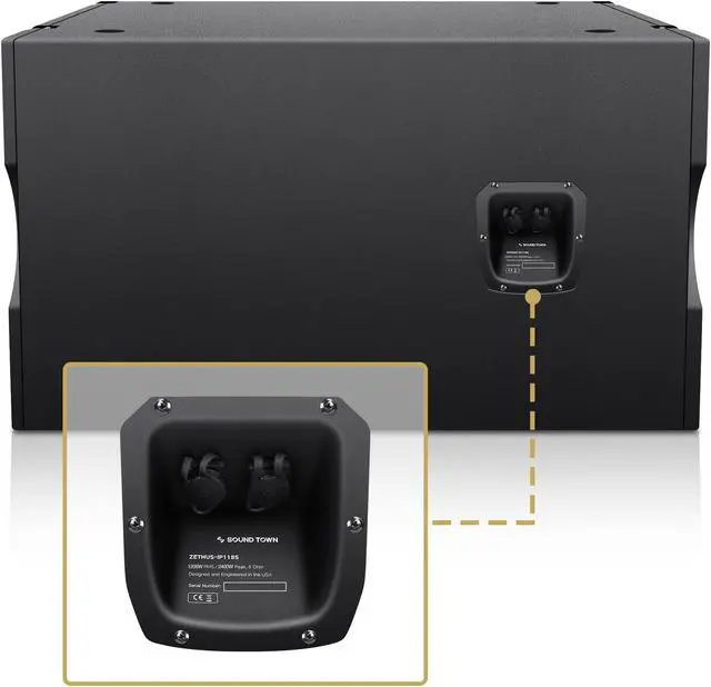 Alt view image 3 of 6 - Sound Town 18" 2400W Water-Resistant Passive Line Array Subwoofer with 4.5" Voice Coil, Carbon Fiber Cone, Black (ZETHUS-IP118S)