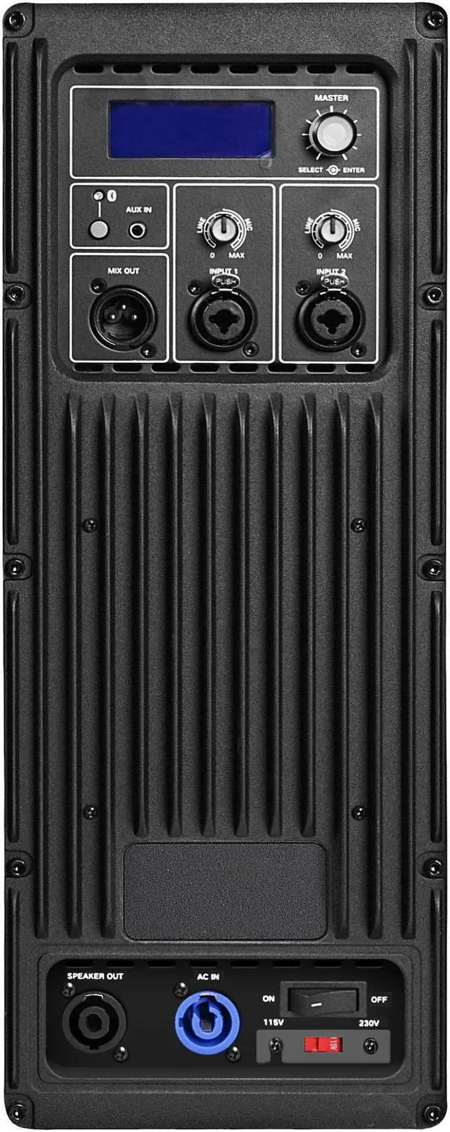 Alt view image 7 of 7 - Sound Town Line Array Speaker System with One 18" Powered Subwoofer w/DSP and Speaker Output, Two 6 x 3 Line Array Speakers, Black (CARME-18M3)