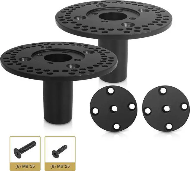 Alt view image 4 of 4 - Sound Town Speaker Pole Mounts, PA/DJ Speaker Cabinet Adapters, Two with 35mm (1 3/8") Pole Mounting, Two with M10 Threaded Mounting, Black (STSD-AD3B-PAIR)