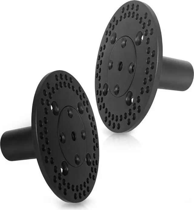 Main image of Sound Town Speaker Pole Mounts, PA/DJ Speaker Cabinet Adapters, Two with 35mm (1 3/8") Pole Mounting, Two with M10 Threaded Mounting, Black (STSD-AD3B-PAIR)