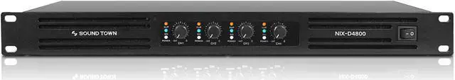 Alt view image 2 of 4 - Sound Town Class-D 4-Channel PA/DJ Power Amplifier, 4 x 720W RMS at 4-ohm, 1U rack space, Aluminum Panel for Conference Installations (NIX-D4800)