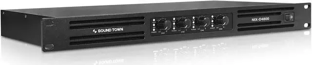 Main image of Sound Town Class-D 4-Channel PA/DJ Power Amplifier, 4 x 720W RMS at 4-ohm, 1U rack space, Aluminum Panel for Conference Installations (NIX-D4800)