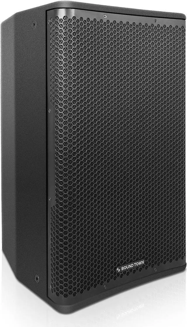 Main image of Sound Town Oberon Series 12" 1200W Powered PA/DJ Speaker with 2-Channel Mixer and Onboard DSP, TWS Bluetooth, Plywood, Black (OBERON-112PW)