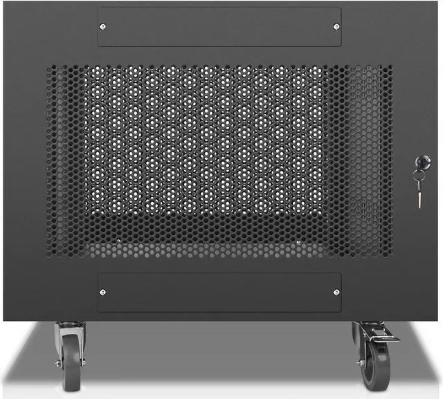 Alt view image 2 of 7 - Sound Town 8U Universal Steel Rack, w/Mesh Doors, Locking Casters, Vented Side Panels for Audio Video, Server and Network Equipment (STRK-M8UWD)