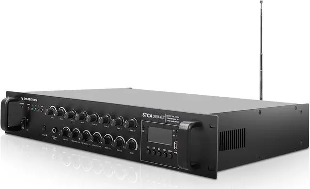 Alt view image 9 of 11 - Sound Town 360 Watts 6-Zone 70V/100V Commercial Power Amplifier with Bluetooth, for Restaurants, Lounges, Bars, Pubs, Schools and Warehouses (STCA360-6Z)