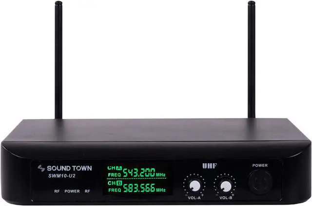 Alt view image 3 of 6 - Sound Town SWM10-U2HH Professional Dual-Channel UHF Wireless Microphone System with 2 Handheld Mics, for Church, Business Meeting, Outdoor Wedding and Karaoke