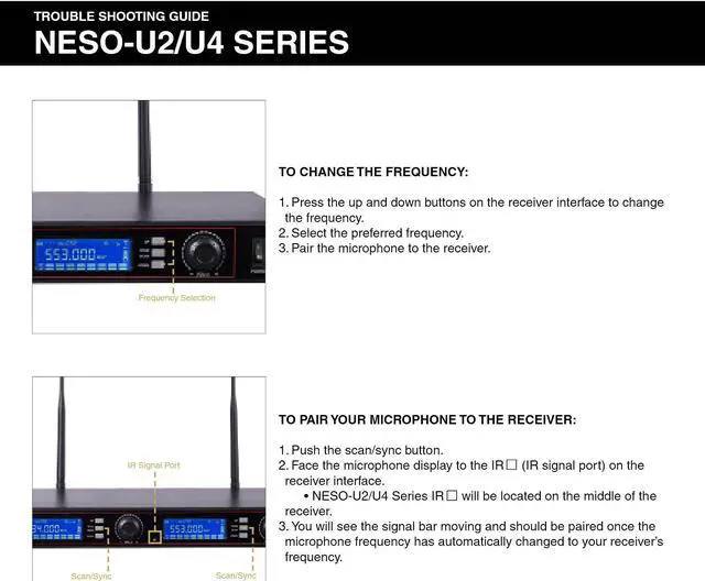 Alt view image 5 of 7 - Sound Town 200-Channel Rack Mountable Professional UHF Wireless Microphone System with Metal Receiver and 4 Handheld Mics (NESO-U4HH)