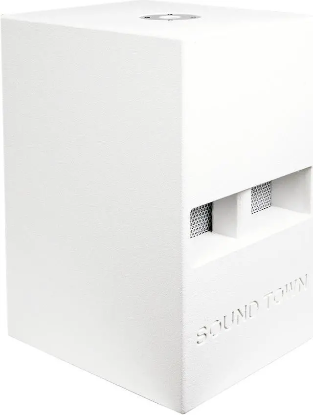 Main image of Sound Town CARME Series 12” 800W Powered PA/DJ Subwoofer with Folded Horn Design, White (CARME-112SWPW)